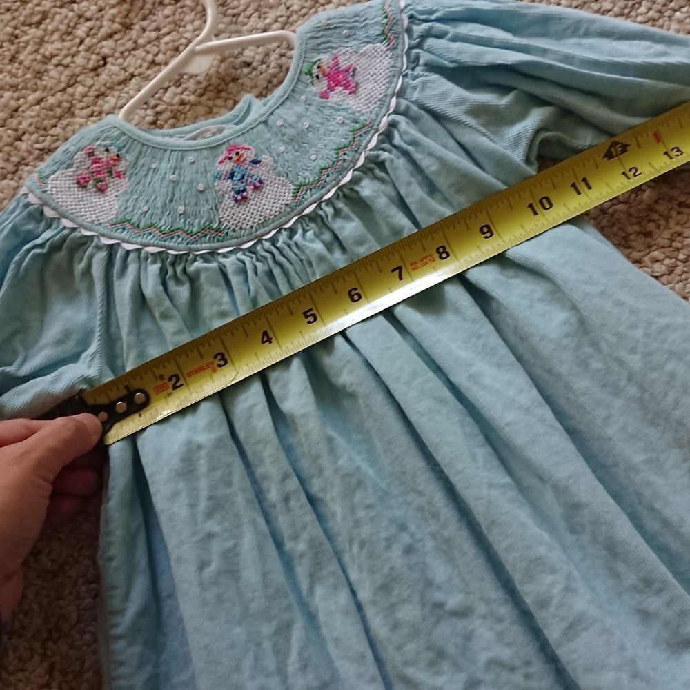 Marmellata light Blue CORDUROY Santa Smocked Bishop Dress size 2T - Picture 11 of 11